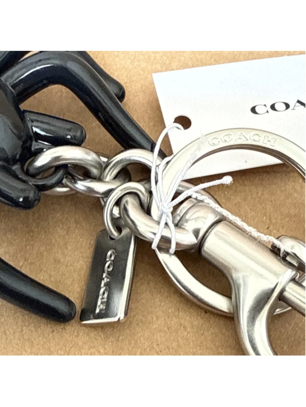 Coach Black Enamel Spider Bag Charm Silver CAX79 NWT